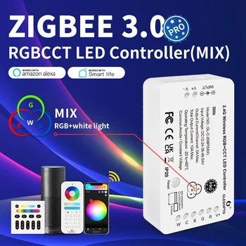 GLEDOPTO ZigBee LED Streifen Controller RGBCCT Pro Farbe Weißes Licht-Mix Gemütliche Alexa Tuya SmartThings App 2,4 G RF Fernbedienung