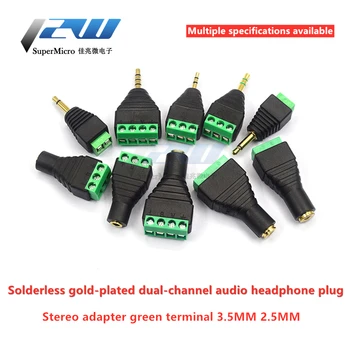Solder-free 2.5 MM/3.5 MM Gold-plated Dual-Kanal-Audio Kopfhörer Stecker Stereo Adapter Solder-free Terminal 2/3/4 Abschnitte (1 PCS)