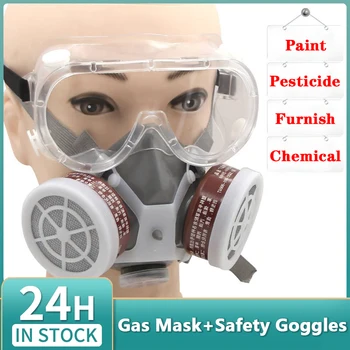 Staubdicht Gas Maske Halbe Gesicht Maske Sicherheit Organische Chemische Filter mit PC-Schutzbrillen PM2.5 Atmung