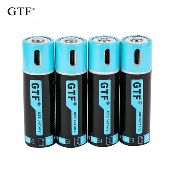 GTF1.5V USB AA li-ion Batterie 2550mwh 1500mah 100% Kapazität li-polymer USB aufladbare lithium-usb Batterie USB Kabel