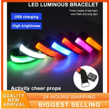 Outdoor LED Nacht Lauf Licht Leuchtende Blinkende USB-Sicherheit Світло Reflektierende Warnung Licht Armband Gurt Radfahren Sport Armband