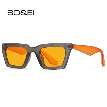 SO&EI Ins Beliebte Mode Cat Eye Sonnenbrille Frauen Doppel-Farbe Brillen Retro Blau Orange Shades UV400 Männer Trending Sonnenbrille