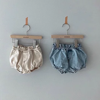 2020 Sommer Neue Kurze Hose Mode Lässig Großen PP Shorts Infant einfarbig Baumwolle Leinen Pumphose Kleinkind Mädchen Brot Hosen