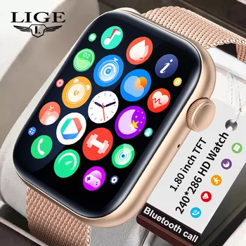 LIGE Neue Smart Uhr Frauen Full Touch Armband Bluetooth Anruf Sport Uhren Herz Rate Wasserdichte Uhr Männer Smartwatch Damen