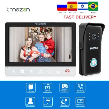 TMEZON 7 Zoll TFT Wired Video Intercom System mit 1000TVL Kamera, Unterstützung Aufnahme / Snapshot Türklingel Nur Unterstützung 1 MONITOR