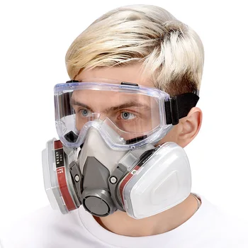 7-In-1 Full Set 6200 Staub Gas Atemschutz Halbe Gesicht Maske Für Malerei Sprühen Organische Gasphasenabscheidung Chemische Gas Filter Box Arbeitssicherheit