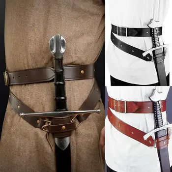 Medieval Kostüm Steampunk-Schwert Halter PU Gürtel Taille Mantel Für Männer Einstellbare Schutzhülle Säbel-Schwert-Set Für Cosplay