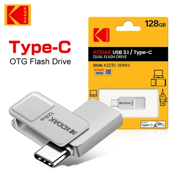 Original Kodak K223C Metall USB Flash Drive 64GB 128GB USB3.1 80MB/S Memory Stick OTG U Disk Mini USB-Stick Für Typ-C Smartphone