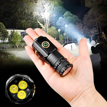 LED Taschenlampe 18350 Taschenlampe 1800LM Wiederaufladbare USB-C-Licht IP68 Wasserdicht mit Magnet Wandern Camping Praktische Mini Licht