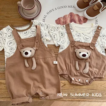 Baby Romper 0-2 Jahre Alt Sommer Jungen Cute Little Bear Bodysuit Cartoon Print Strampler Baby Kleidung Baby Junge Mädchen Kleidung Overall