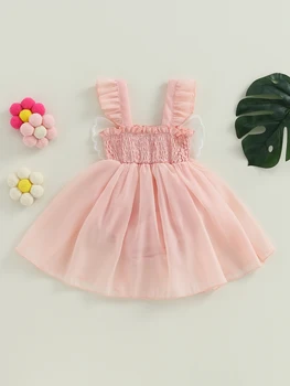 Achlibe Infant Baby Mädchen Romper Kleid Süße Nette Fliegen Sleeve Butterfly Tulle Bodysuit Overall Sommer Kleidung