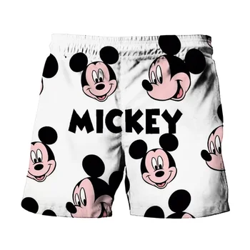 Sommer Harajuku Neue Disney-Marken Niedlichen Stich-und Mickey Minnie Anime Print Männer Bademode Strand Shorts Mode Lässig Kinder Shorts