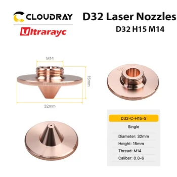 Ultrarayc Faser Laser Düsen Typ C Ausbuchtung Single Double Chrome Plated Schichten D32 H15 M14 Caliber 0.8-6 für Raytools Laser Kopf
