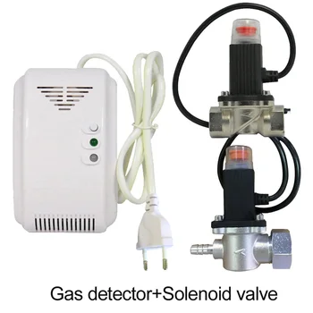 90-240VAC Küche CH4 Natürliche Gas Undicht Detektor Magnetische Magnetventil Ventil Cut Off Kohle Gas Feuer Alarm Sensor Für Home Security