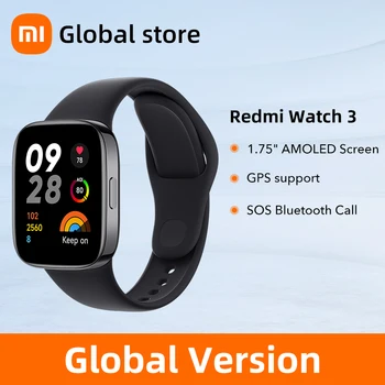 NEUE Globale Version Redmi Watch 3 Smart Watch 1,75-Zoll-AMOLED-Bis zu 12 Tage Batterie Lebensdauer 5ATM Unterstützung Bluetooth Anruf