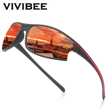 VIVIBEE Spiegel Rot Polarisierte Sport Sonnenbrille Männer Radfahren Brillen UV400 Klettern, Frauen im Freien Elastizität Sonnenbrille