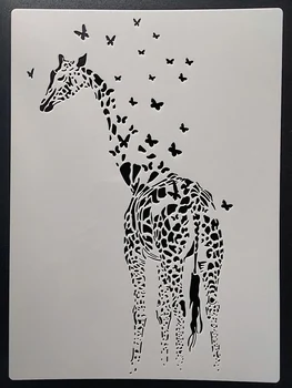 1Pcs 21*29Cm Giraffe Vorlage Für Möbel Wände Malerei Dekoration Schichtung Kunststoff DIY Färbung Präge Sammelalbum Schablonen