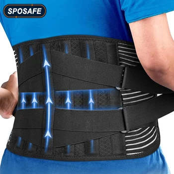 Untere Rückenstütze mit 6 Aufenthalte Anti-Rutsch Orthopädische Lenden Unterstützung Atmungsaktive Taille Unterstützung Gürtel für Männer Frauen Gym Schmerzen Relief