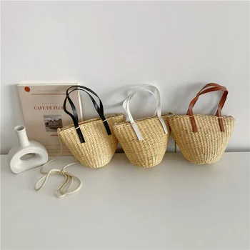 INS Stil Personalisierte Tragbare Tasche Für Kinder Taschen aus Stroh Sonnenhut Outdoor Fotografie Requisiten Jungen Und Mädchen Handbag Beachbag