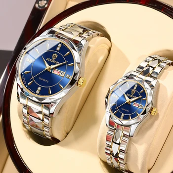 Neue Arten von Uhren für Sie und Ihn Wasserdicht Edelstahl Quarz Gold Paar Elemente für Liebhaber Armbanduhren