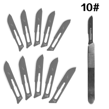 1Pcs Skalpell Messer mit 10Pcs Sculpting Klingen 10# 11# 12# 15# Tier Skalpell Messer Holz Carving Stift PCB Carving Messer