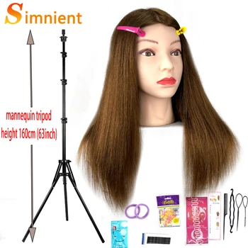 Mannequin Kopf mit 100% Human Echthaar Kosmetik Kopf Haar Styling Friseur Praxis Ausbildung Puppe Köpfe Mit Stativ