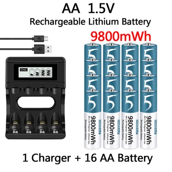AA Batterien 1,5 V Akku Polymer Lithium-Ionen-Akku AA-Batterie für Fernbedienung Maus fan Elektrische Spielzeug mit USB Ladegerät
