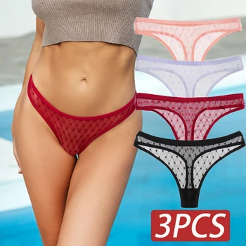 3PCS/Set Transparent Spitze G-String Sexy Thong Mesh Frauen Höschen Hohl T-back Briefs Weibliche Unterhose Vertrauten Dessous