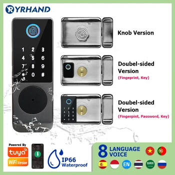 Tuya Smart lock Wasserdichte Wifi Doppel Fingerprint Lock Smart Karte Digitale Code Elektronische Türschloss Für Home Security Einsteckschloss
