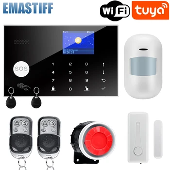 Wifi GSM Alarm System 433MHz Hause Einbrecher Sicherheit Alarm Drahtlose Verdrahtete Melder RFID-Touch-Tastatur-Temperatur-Feuchtigkeits-Alexa