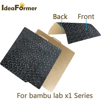 Für Bambu Lab x1 Build Plate Flexible Doppelseitige PEI Strukturierte+PEO Glatte Magnetische Frühling Stahl Blatt 257x257mm Beheizten Bett