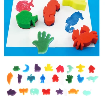24Pcs Schwamm Set Kinder Kinder Kunst Handwerk Malerei DIY Spielzeug Home Education School 85WD