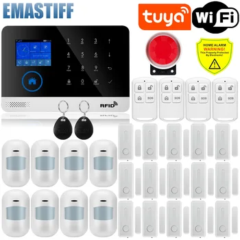 W2B Sicherheit Alarm System für Home GSM Wifi Tuya Smart Leben App Control Einbrecher Alarm Kit mit Tür Sensor Arbeit mit Alexa