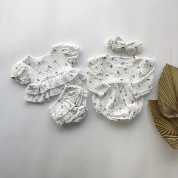 Baby Mädchen Kleidung Anzüge Floral Kurzarm Rüschen Schürze Top + Bloomers Shorts Anzug Sommer Weiche Baumwolle Löwenzahn Print Jumpsuit