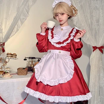Bristish Anime Maid Cosplay Kostüme Frauen Halloween Schürze Maid Rolle Spielen Party Kleid Japanischen Gothic Lolita Prinzessin Outfits