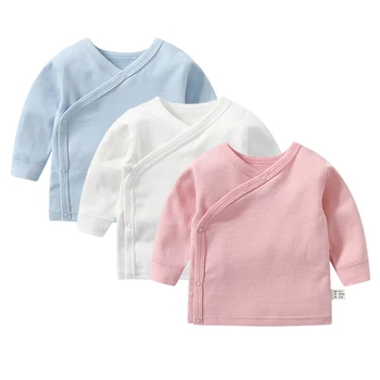 3Pcs/lot Neugeborene Reine Baumwolle T-Shirts Baby Tee Lange Hülse Kleinkind Mädchen Kleidung 0-24 Monate Jungen Tops Casual Solid Color Bekleidung