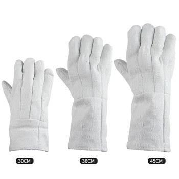 45 cm Lange Hochwertige Isolierung Schutz Metall-Glas-Herstellung-Arbeits-Handschuhe Fünf-Finger-Typ Feuer Handschuhe