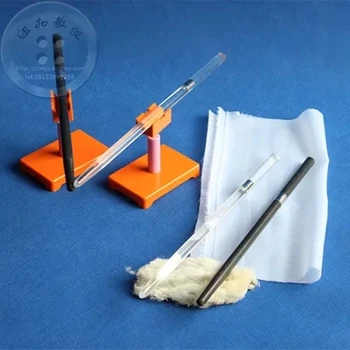 Physikalische elektrostatische experiment zwei Reibung die elektrische Glasstab mit zwei Seide Kleber-stick Pelz-und Drehbaren Rahmen