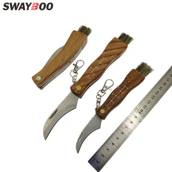 Swayboo Mini Tragbare Palisander Griff das Sammeln von Pilze Messer Camping Messer mit Pinsel Multi-Funktion Folding Messer Werkzeug