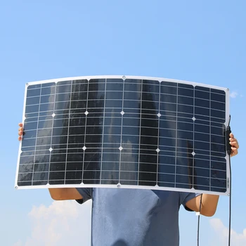18V 100W Flexible Monokristalline Solar Panel Für Auto/Boot/ Home Solar Batterie Aufladen Kann 12V Wasserdichte Solar Panel China