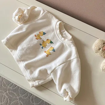 2023 Frühjahr Neue Baby Langarm Sweatshirt Cute Cartoon Print Jungen Casual Pullover Baumwolle Kinder Tops Infant Kleidung