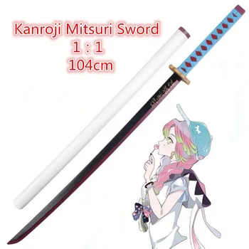 104cm Waffe Dämon Slayer Schwert Kimetsu keine Yaiba Kanroji Mitsuri Sowrd Cosplay 1:1 Anime Ninja Messer PU Prop Modell Dekor