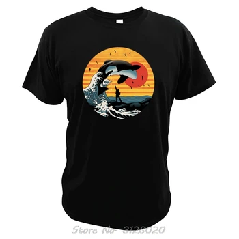 Killer Whale Full Moon T-Shirt Kanagawa-Surf-Orca Willy Seaworld Vintage Retro-Film Speichern, Animal Free Willy T-shirt Tees