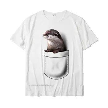 Cute Otter-Tasche Spähen Pocket - Funny Otter T-SHIRT Männer Klassische Cosie Tops T-Shirts Baumwolle T-Shirts Slim Fit