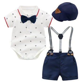 2023 Neugeborenen Baby Jungen Kleidung Anzug mit Hut Kurz Ärmel Jungen Strampler Outfits Baumwolle Set Gedruckt Kleinkind Kinder Sommer Kleidung