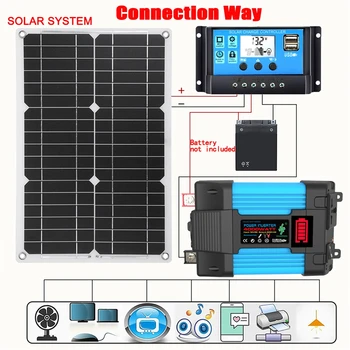12V zu 110/220V Solar-Panel-System 18V 18W Solar Panel+30A Controller+4000W Modifizierte Sinus Welle Inverter Kit Power Generation Kit