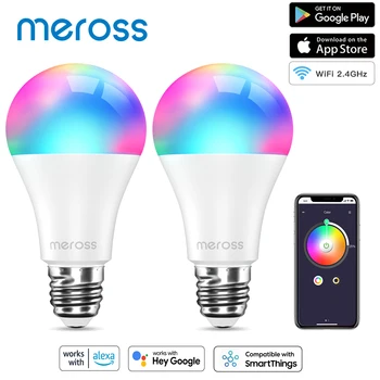 Meross WiFi Smart Licht Birne LED RGBWW Lampe E26/E27 Base APP Fernbedienung Birne Arbeit mit Alexa Google Assistent SmartThings