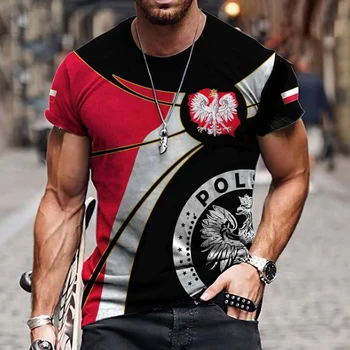 Polen Flagge Grafik Herren T-Shirts für Männer Kleidung Übergroßen Tees 3D Gedruckt Sommer Casual Kurzarm Tops Persönlichkeit 