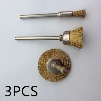 3pcs/set Kupfer Draht Pinsel Rost Farbe Entfernung Pinsel Polieren Pinsel Für Dremel Rotary Grinder Power Werkzeug Zubehör