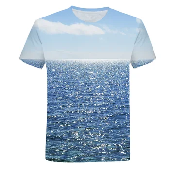 Sommer am Meer-Szenerie-Grafik-t-shirts Mode Männer t-shirts Mit Casual Strand Stil Druck 3D Natur Landschaft Muster T-shirt